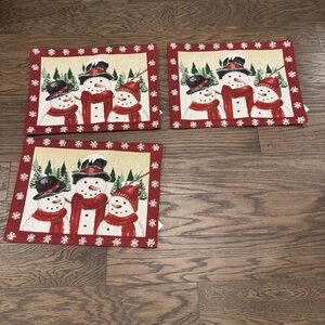 Set of 3 Red and White Snowman Placemats, St. Nicholas Square Brand